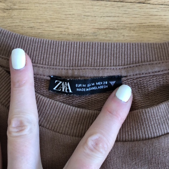 Zara tracksuit 2 piece set taupe color cropped size small - Picture 5 of 6